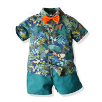 Mangas cortas de verano, camisas de flores, pantalones cortos para niños, conjunto casual de dos piezas, ropa de playa multicolor para bebés y niños - details 7