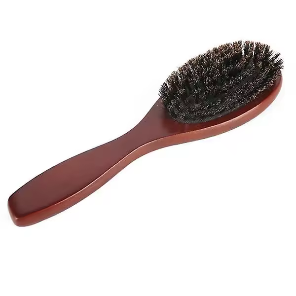 Cepillo de pelo con cerdas de jabalí, madera marrón oscuro - 1