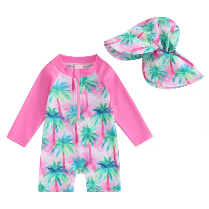 Tren floral tropical de manga larga para niños Sombrero Chaqueta incluida - 1