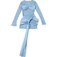 BUNO-con estampado Irregular de Nibber para mujer, moda de otoño, sexi, ver a través de cordones, puños con borlas elásticas, ropa de fiesta nocturna para discoteca - details 9