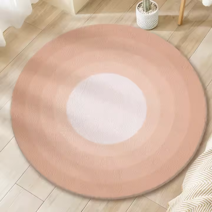 Alfombra redonda con degradado Simple para sala de estar, tapete de felpa suave y esponjosa, de lujo, para dormitorio, dormitorio y cabecera - 1