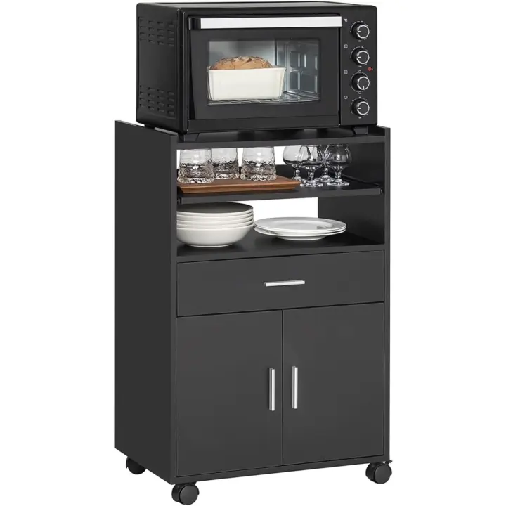 Armario de Cocina con Ruedas Aparador Auxiliar de Almacenamiento para Microondas - 1