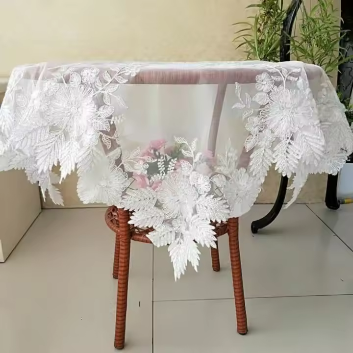 Exquisito mantel bordado floral, tela Europea Ese, Atip, balcoy, mesa redonda pequeña, anuncio navideño weddig - 1