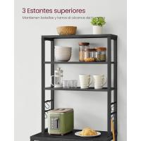 EstanterÍa de Cocina, EstanterÍa de PanaderÍa, 6 Estantes y 6 Ganchos, para Microondas, Marco de Acero, Industrial, 40 x 80 x 167 cm, MarrÓn RÚstico y Negro - details 16