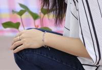 Pulsera de Amor Elegante de Plata Esterlina 925 Joyería Romántica de Corazón Doble Amatista Púrpura para Mujeres Regalo de Joyería de Pulsera de Encanto - details 3