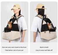 Mochila ligera de lona transpirable para gatos y cachorros, bolsa de transporte para viajes al aire libre, suministros para masc - details 1