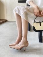 Tacones altos nuevo diseño de nicho temperamento pies no cansados ​​diamantes de imitación blanco stiletto zapatos de boda hueco sandalias - details 15