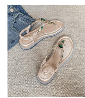 Sandalias romanas informales bohemias de verano con punta redonda y plataforma abierta para mujer - details 0