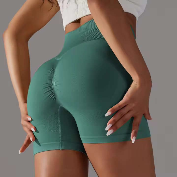 Pantalones cortos de yoga para mujer, pantalones cortos Fiess para correr, ciclismo, transpirables, cintura alta, entrenamiento, gimnasio, verano - 1