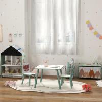 Mesa Infantil de 3 Piezas con 2 Sillas Juego de Muebles para Actividades para Niños de 3 a 8 Años para Dormitorio Sala de Juegos Verde y Blanco - details 7