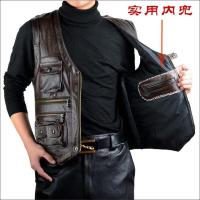 Chaleco de cuero para hombre, resistente al viento en otoño e invierno, chaleco hip-hop con cuello en V, sin mangas de color sólido punk para hombre - details 4