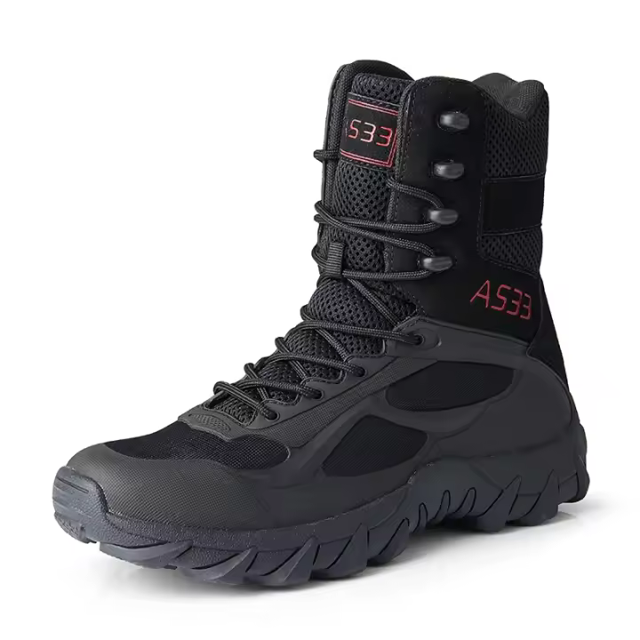 Botas de cuero de alta calidad para hombre, botas transpirables de combate en el desierto, zapatos para exteriores, botines antideslizantes para senderismo. - 1
