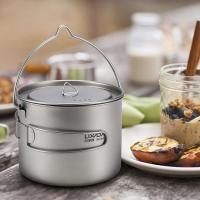 Lixada - maceta colgante portátil de titanio ultraligera, 900 ml/1600 ml, con asa plegable con tapa, utilizada para acampar al aire libre, hacer senderismo, - details 1