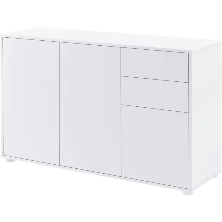 74 x 117 x 36 cm - con 2 Cajones y 3 Puertas - Organizador de Oficina - Aparador - Cajonera Multiusos - Mueble Auxiliar - Efecto Roble Oscuro - Negro - 1