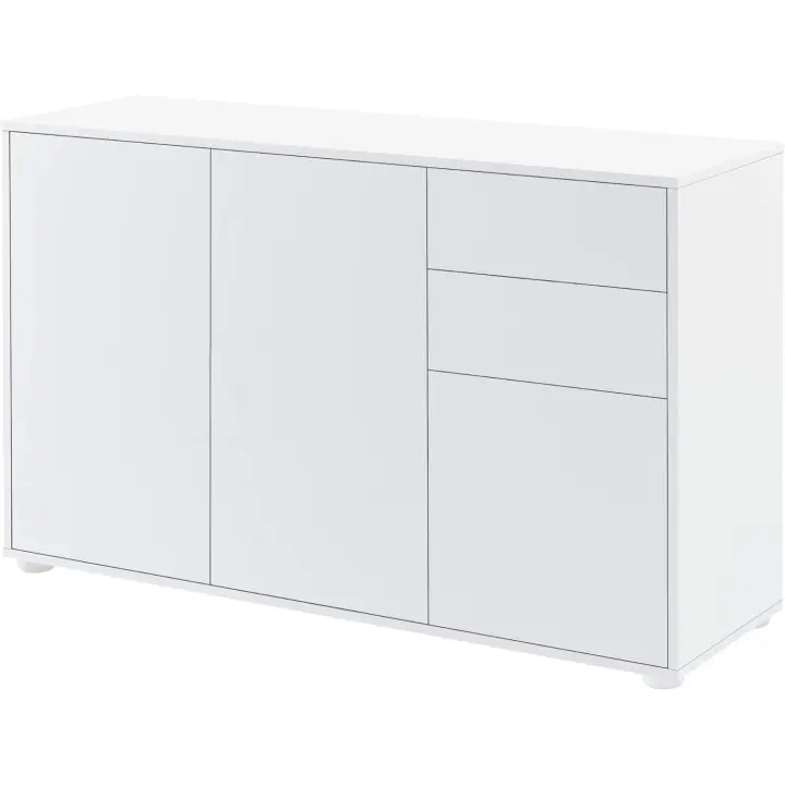 74 x 117 x 36 cm - con 2 Cajones y 3 Puertas - Organizador de Oficina - Aparador - Cajonera Multiusos - Mueble Auxiliar - Efecto Roble Oscuro - Negro - 1