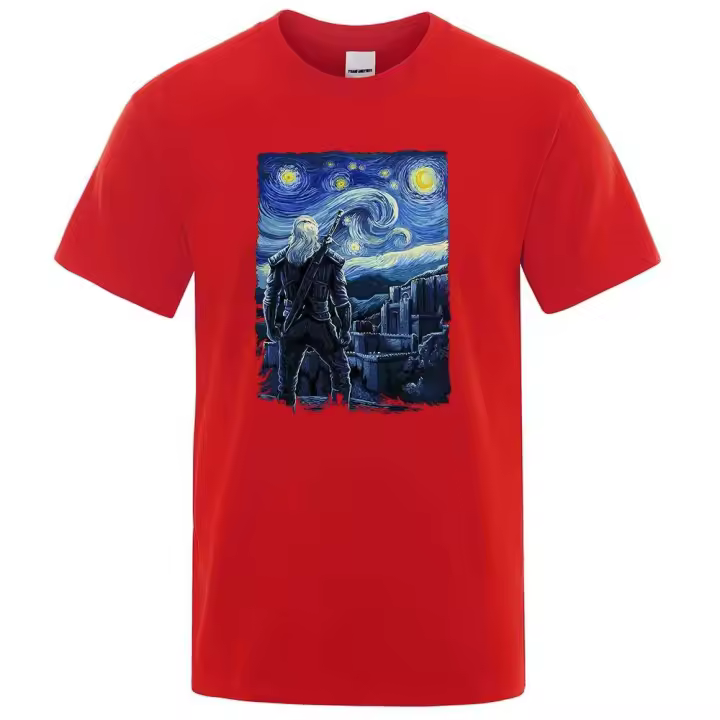 Camiseta estampada Star Kaer Morhen para hombre, ropa cómoda de talla grande, transpirable, Ustada, manga corta - 1