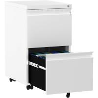 Cajonera de Oficina Móvil, 2 Cajones Cajonera de Oficina Metálica con Ruedas, Mueble Oficina Archivador con Cerradura y Llave para Carta/A4, Blanco, 51 x 39 x 71cm - details 0