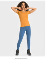 SHINBENE-Camiseta deportiva sin costuras para correr, camisa de manga corta transpirable para Yoga, cuello redondo, nueva - details 1