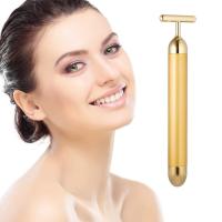 Masajeador Facial de Pulso Dorado 24k Herramienta de Masaje Facial Eléctrico en Forma de T para Piel Sensible Reafirmante y Levantador para Todos los Tipos de Piel - details 0