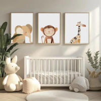 Póster decorativo para habitación de niños, animales salvajes de la selva, León, elefante, tigre, pintura en lienzo para guardería nórdica, arte de pared del dormitorio, decoración del hogar - details 3
