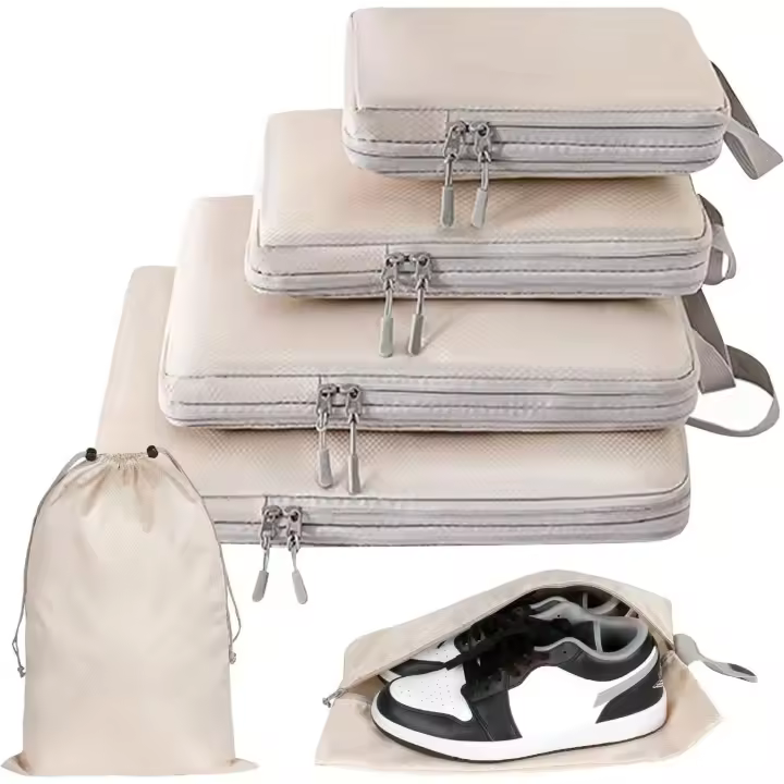 Organizador de Equipaje de Viaje Compressible Bolsas de Viaje Impermeables de Nylon con Bolsa de Mano Paquete de 6 Piezas - 1