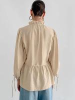 Camisa y blusa de mujer Kawaii con mangas abullonadas con cordones lindos sueltos elegantes jóvenes simples baratos Tops femeninos - details 3