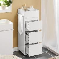Armario Auxiliar Baño con 1 Compartimento Mueble Columna de Baño con 3 Cajones 30 x 30 x 90 cm Blanco - details 1