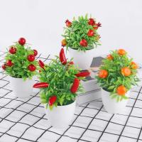 Planta Artificial bonsái naranja Granada árbol frutal decoración de alféizar de ventana planta falsa de jardín de plástico decoración del hogar en maceta - details 0
