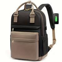 2024 Nueva Moda Mochila para Portátil de Gran Capacidad, Tela Oxford Blanca, Cierre de Cremallera, Lavado a Mano Únicamente, Bolso de Viaje de Negocios con Bolsillos Laterales y Ranura para Bolígrafos - details 7