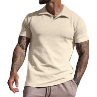 Camiseta de Verano para Hombre Polo Informal con Cuello en V Manga Corta Suelta con Gofres Gruesos - details 14