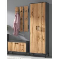 Armario con barra extensible y un estante, armario para pasillo, dormitorio, vestidor, 192 x 60 x 35 cm, grafito/roble Wotan - details 2