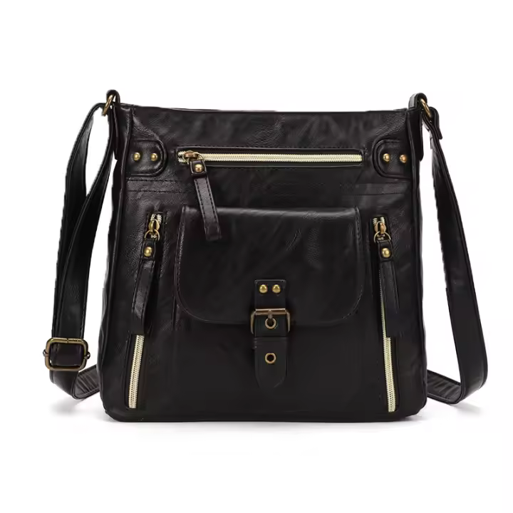 Bolso cuadrado pequeño retro de hombro vertical de moda para mujer, bolso cruzado casual, - 1