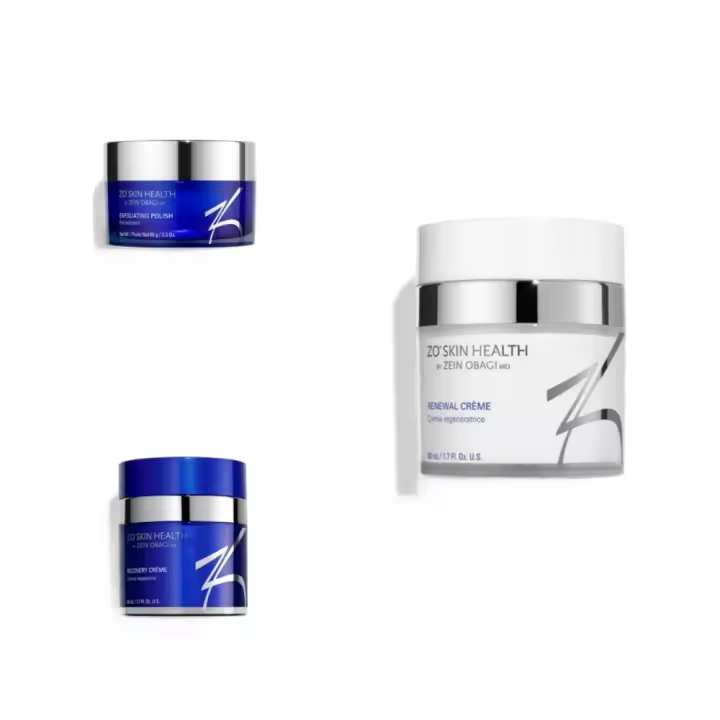 ZO SKIN Exfoliante Polaco 65g + Crema Recuperadora 50ml + Crema Renovadora 50ml Set de tres piezas - 1