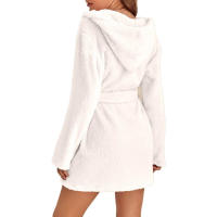 Pijama tipo jersey con capucha para mujer, albornoz cálido de color sólido para el hogar, 2024 - details 8