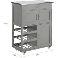 Carrito de Cocina Multifuncional con Ruedas Mueble de Cocina Auxiliar con Cajón, Botellero y Estantes - details 9