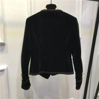 Blazer de terciopelo de doble botonadura para mujeres, corto, asimétrico, con botones, blazer casual para oficina, traje clásico - details 3