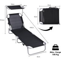 Paquete de 2 Sillas de Playa Rebanables con Parasol Ajustable Plegables y Portátiles para Jardín, Terraza, Piscina o Camping Aluminio Ligero y Tela Transpirable Resistente al Aire Libre - details 1