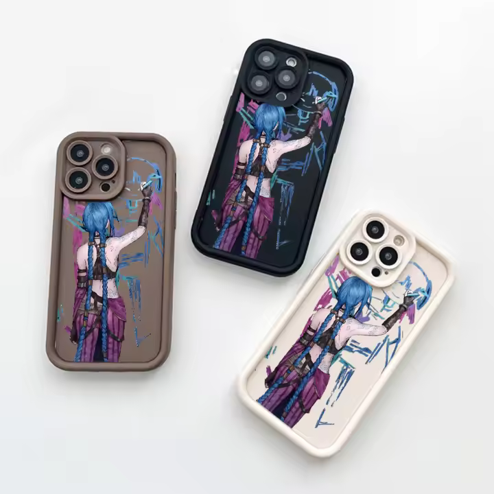 Jinx Shooter Funda de silicona suave para teléfono iPhone16 iPhone 15 12 14 13 11 PRO MAX PLUS XR XS MAX Funda protectora creativa con absorción de impactos - 1