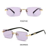 Gafas de sol cuadradas pequeñas, rectangulares, sin marco, para hombres y mujeres, populares, a la moda, para vistas de verano - details 15