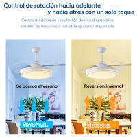 Disponible Ventilador de techo invisible con motor DC 6 velocidades Tecnología LED muy eficiente 72W Tres tonalidades, Mando a distancia con temporizador, Color e intensidad de luz regulables, Motor inverter verano/invierno ultra silencioso. - details 15