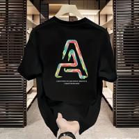 Camiseta Casual de Estilo Callejero Americano Algodón Cinturón 100% Negro con Gráfico de Letra a - details 3
