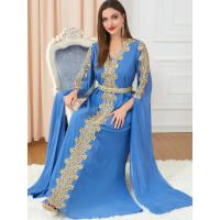 Vestido Abaya de Manga Súper Larga con Bordado para Mujeres de Dubái, Talla Grande - details 5