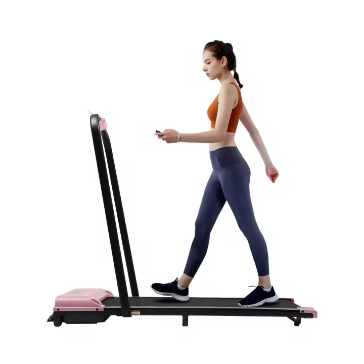 Cinta de correr plegable con inclinación, máquina de correr, Fitness, trotar, pantalla LED, Rectangular, gimnasio en casa, Rosa - 1