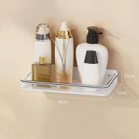 Estante de almacenamiento para baño sin perforaciones, estante cuadrado para champú montado en la pared, colgador de pared flotante sin taladro para almacenamiento de maquillaje - details 4