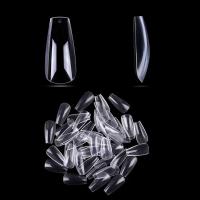120 unidades/paquete de ataúd puntiagudo para uñas completamente cubierto con uñas postizas transparentes, prensado artificialmente en las uñas de la bailarina larga - details 3