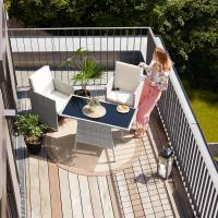Conjunto de Exteriores de Aluminio Resistente a la Intemperie 2 Sillas con Almohadillas, Mesa de Cristal, Apilable, Fundas Extraíbles - details 3