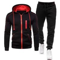 Conjunto deportivo informal para hombre, Sudadera con capucha y pantalones de cintura elástica, 2 piezas - details 3