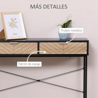 Mesa de Consola Moderna de Metal 100x30x75 cm con 2 Cajones de Almacenamiento - details 14