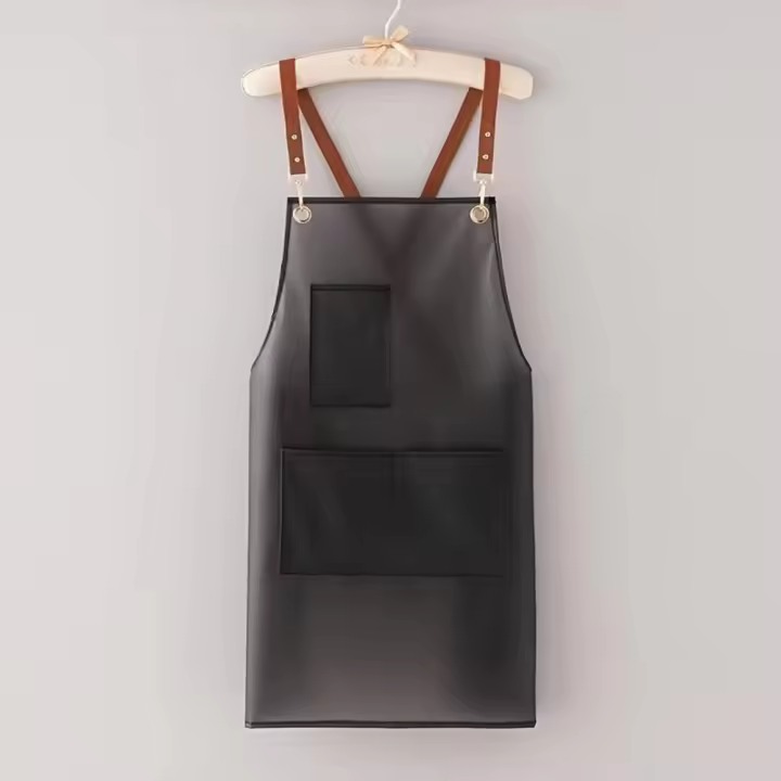 Nuevo Delantal de cocina de PVC, delantal de trabajo resistente al aceite Negro transparente, delantales de limpieza impermeables a prueba de suciedad - 1