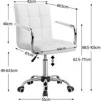Silla de Oficina Giratoria con Ruedas Altura Ajustable Carga Máxima 120Kg Cojín de Sillón Blanco - details 3